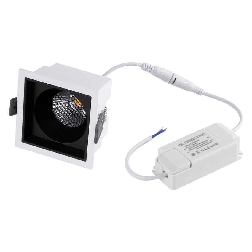 PLUTO-M  Χωνευτό LED Spot Downlight TrimLess Μ8.4xΠ8.4cm 10W 1300lm 38° AC 220-240V IP20 Μ8.4 x Π8.4 x Υ5.9cm - Τετράγωνο - Λευκό με Μαύρο Κάτοπτρο & Anti-Glare HoneyComb - Φυσικό Λευκό 4500K - Bridgelux COB