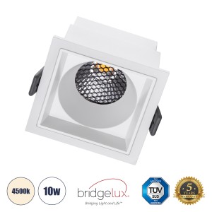 PLUTO-M  Χωνευτό LED Spot Downlight TrimLess Μ8.4xΠ8.4cm 10W 1300lm 38° AC 220-240V IP20 Μ8.4 x Π8.4 x Υ5.9cm - Τετράγωνο - Λευκό & Anti-Glare HoneyComb - Φυσικό Λευκό 4500K - Bridgelux COB