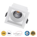 PLUTO-M  Χωνευτό LED Spot Downlight TrimLess Μ8.4xΠ8.4cm 10W 1250lm 38° AC 220-240V IP20 Μ8.4 x Π8.4 x Υ5.9cm - Τετράγωνο - Λευκό & Anti-Glare HoneyComb - Θερμό Λευκό 2700K - Bridgelux COB