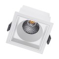 PLUTO-M  Χωνευτό LED Spot Downlight TrimLess Μ8.4xΠ8.4cm 10W 1250lm 38° AC 220-240V IP20 Μ8.4 x Π8.4 x Υ5.9cm - Τετράγωνο - Λευκό & Anti-Glare HoneyComb - Θερμό Λευκό 2700K - Bridgelux COB