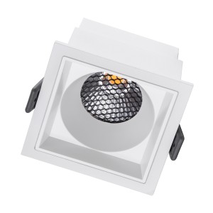 PLUTO-M  Χωνευτό LED Spot Downlight TrimLess Μ8.4xΠ8.4cm 10W 1250lm 38° AC 220-240V IP20 Μ8.4 x Π8.4 x Υ5.9cm - Τετράγωνο - Λευκό & Anti-Glare HoneyComb - Θερμό Λευκό 2700K - Bridgelux COB