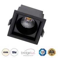 PLUTO-M  Χωνευτό LED Spot Downlight TrimLess Μ8.4xΠ8.4cm 10W 1300lm 38° AC 220-240V IP20 Μ8.4 x Π8.4 x Υ5.9cm - Τετράγωνο - Μαύρο & Anti-Glare HoneyComb - Φυσικό Λευκό 4500K - Bridgelux COB