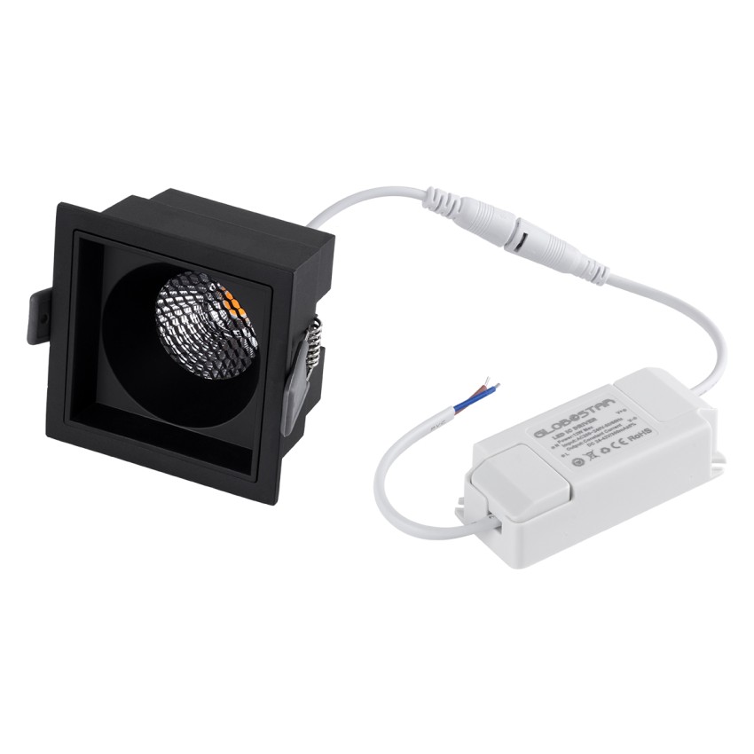 PLUTO-M  Χωνευτό LED Spot Downlight TrimLess Μ8.4xΠ8.4cm 10W 1250lm 38° AC 220-240V IP20 Μ8.4 x Π8.4 x Υ5.9cm - Τετράγωνο - Μαύρο & Anti-Glare HoneyComb - Θερμό Λευκό 2700K - Bridgelux COB