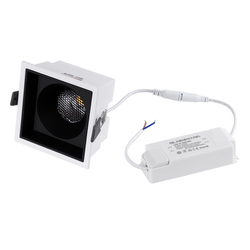 PLUTO-B  Χωνευτό LED Spot Downlight TrimLess Μ10.4xΠ10.4cm 15W 1950lm 38° AC 220-240V IP20 Μ10.4 x Π10.4 x Υ6.5cm - Τετράγωνο - Λευκό με Μαύρο Κάτοπτρο & Anti-Glare HoneyComb - Φυσικό Λευκό 4500K - Bridgelux COB