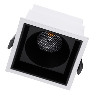 PLUTO-B  Χωνευτό LED Spot Downlight TrimLess Μ10.4xΠ10.4cm 15W 1875lm 38° AC 220-240V IP20 Μ10.4 x Π10.4 x Υ6.5cm - Τετράγωνο - Λευκό με Μαύρο Κάτοπτρο & Anti-Glare HoneyComb - Θερμό Λευκό 2700K - Bridgelux COB