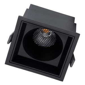 PLUTO-B  Χωνευτό LED Spot Downlight TrimLess Μ10.4xΠ10.4cm 15W 1875lm 38° AC 220-240V IP20 Μ10.4 x Π10.4 x Υ6.5cm - Τετράγωνο - Μαύρο & Anti-Glare HoneyComb - Θερμό Λευκό 2700K - Bridgelux COB