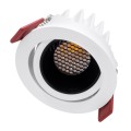 LEO-R  Χωνευτό LED Spot Downlight TrimLess Φ8.5cm 10W 1300lm 38° AC 220-240V IP20 Φ8.5 x Υ6.6cm - Στρόγγυλο - Κινούμενο - Λευκό με Μαύρο Κάτοπτρο & Anti-Glare HoneyComb - Φυσικό Λευκό 4500K - Bridgelux COB