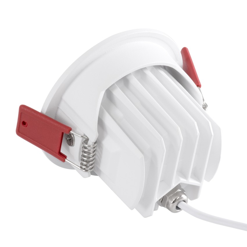 LEO-R  Χωνευτό LED Spot Downlight TrimLess Φ8.5cm 10W 1300lm 38° AC 220-240V IP20 Φ8.5 x Υ6.6cm - Στρόγγυλο - Κινούμενο - Λευκό με Μαύρο Κάτοπτρο & Anti-Glare HoneyComb - Φυσικό Λευκό 4500K - Bridgelux COB