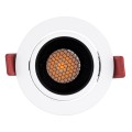 LEO-R  Χωνευτό LED Spot Downlight TrimLess Φ8.5cm 10W 1300lm 38° AC 220-240V IP20 Φ8.5 x Υ6.6cm - Στρόγγυλο - Κινούμενο - Λευκό με Μαύρο Κάτοπτρο & Anti-Glare HoneyComb - Φυσικό Λευκό 4500K - Bridgelux COB