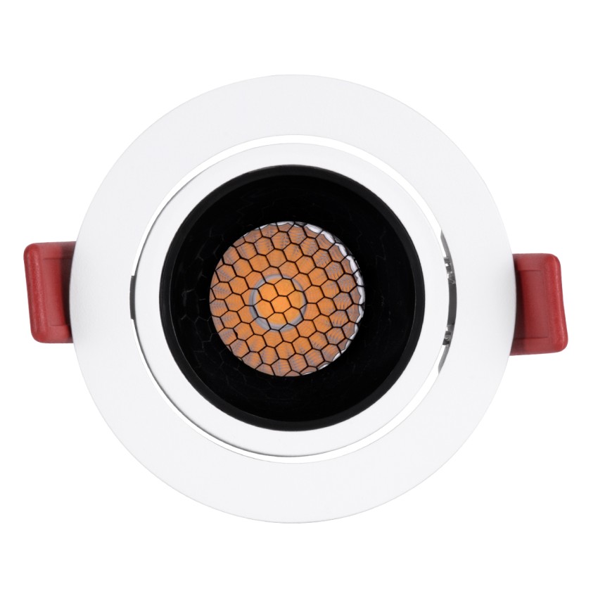 LEO-R  Χωνευτό LED Spot Downlight TrimLess Φ8.5cm 10W 1300lm 38° AC 220-240V IP20 Φ8.5 x Υ6.6cm - Στρόγγυλο - Κινούμενο - Λευκό με Μαύρο Κάτοπτρο & Anti-Glare HoneyComb - Φυσικό Λευκό 4500K - Bridgelux COB