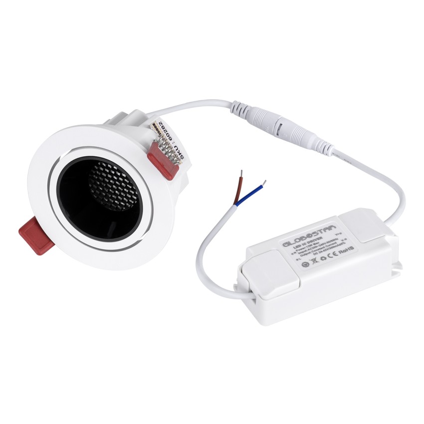 LEO-R  Χωνευτό LED Spot Downlight TrimLess Φ8.5cm 10W 1300lm 38° AC 220-240V IP20 Φ8.5 x Υ6.6cm - Στρόγγυλο - Κινούμενο - Λευκό με Μαύρο Κάτοπτρο & Anti-Glare HoneyComb - Φυσικό Λευκό 4500K - Bridgelux COB
