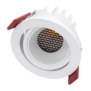LEO-R  Χωνευτό LED Spot Downlight TrimLess Φ8.5cm 10W 1300lm 38° AC 220-240V IP20 Φ8.5 x Υ6.6cm - Στρόγγυλο - Κινούμενο - Λευκό & Anti-Glare HoneyComb - Φυσικό Λευκό 4500K - Bridgelux COB