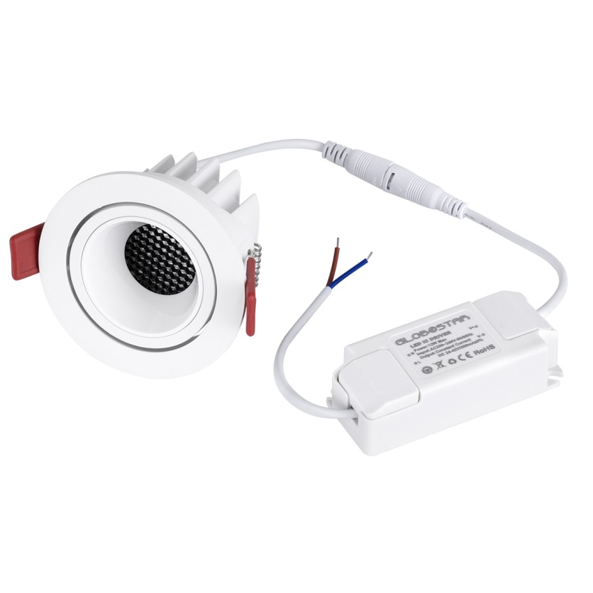 LEO-R  Χωνευτό LED Spot Downlight TrimLess Φ8.5cm 10W 1300lm 38° AC 220-240V IP20 Φ8.5 x Υ6.6cm - Στρόγγυλο - Κινούμενο - Λευκό & Anti-Glare HoneyComb - Φυσικό Λευκό 4500K - Bridgelux COB