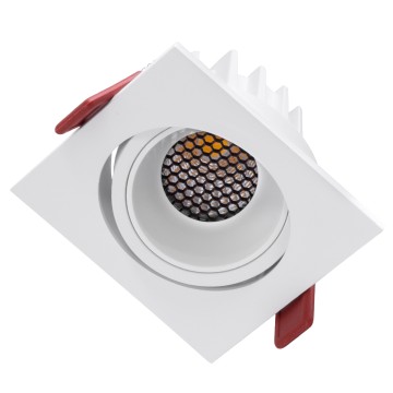 LEO-SQ  Χωνευτό LED Spot Downlight TrimLess Μ8.5xΠ8.5cm 10W 1300lm 38° AC 220-240V IP20 Μ8.5 x Π8.5 x Υ6.6cm - Τετράγωνο - Κινούμενο - Λευκό & Anti-Glare HoneyComb - Φυσικό Λευκό 4500K - Bridgelux COB