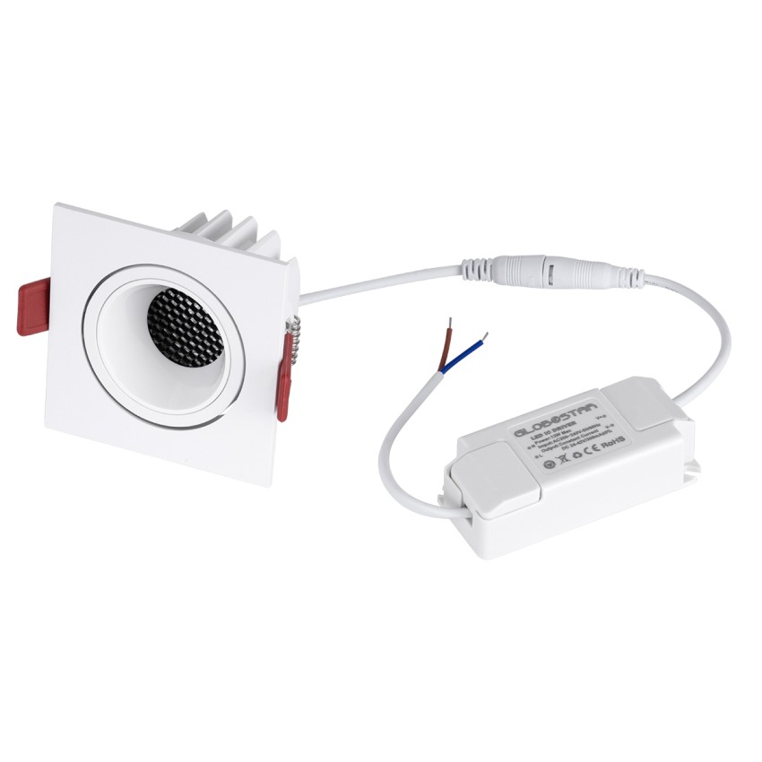 LEO-SQ  Χωνευτό LED Spot Downlight TrimLess Μ8.5xΠ8.5cm 10W 1250lm 38° AC 220-240V IP20 Μ8.5 x Π8.5 x Υ6.6cm - Τετράγωνο - Κινούμενο - Λευκό & Anti-Glare HoneyComb - Θερμό Λευκό 2700K - Bridgelux COB
