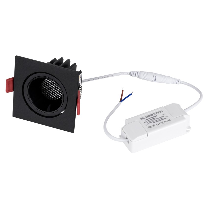 LEO-SQ  Χωνευτό LED Spot Downlight TrimLess Μ8.5xΠ8.5cm 10W 1300lm 38° AC 220-240V IP20 Μ8.5 x Π8.5 x Υ6.6cm - Τετράγωνο - Κινούμενο - Μαύρο & Anti-Glare HoneyComb - Φυσικό Λευκό 4500K - Bridgelux COB