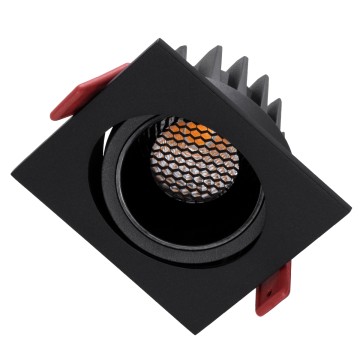 LEO-SQ  Χωνευτό LED Spot Downlight TrimLess Μ8.5xΠ8.5cm 10W 1250lm 38° AC 220-240V IP20 Μ8.5 x Π8.5 x Υ6.6cm - Τετράγωνο - Κινούμενο - Μαύρο & Anti-Glare HoneyComb - Θερμό Λευκό 2700K - Bridgelux COB