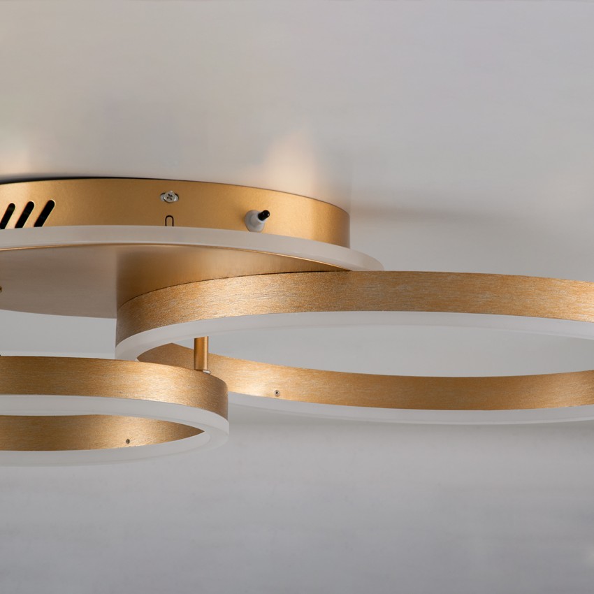 VENOM  Φωτιστικό Οροφής Δαχτυλίδι-Κύκλος LED CCT 67W 8107lm 360° AC 220-240V - Εναλλαγή Φωτισμού μέσω Τηλεχειριστηρίου All In One Ψυχρό 6000k+Φυσικό 4500k+Θερμό 2700k Dimmable Φ25+40cm+BackLight - Χρυσό Βούρτσας