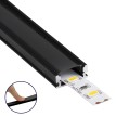 GLOBOSTAR® ALP-LINEAR SURFABO  Επιφανειακό Προφίλ Αλουμινίου με Μαύρο Φιμέ Πατητό Κάλυμμα για Ταινίες LED IP20 - Μαύρο & Λευκό - Μ100 x Π1.6 x Υ0.7cm