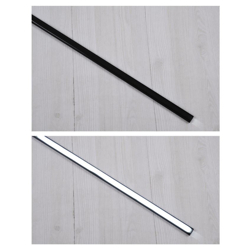 GLOBOSTAR® ALP-LINEAR SURFABO  Επιφανειακό Προφίλ Αλουμινίου με Μαύρο Φιμέ Πατητό Κάλυμμα για Ταινίες LED IP20 - Μαύρο & Λευκό - Μ100 x Π1.6 x Υ0.7cm