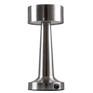 BELLA  Μοντέρνο Επιτραπέζιο Φωτιστικό Πορτατίφ LED 1.5W 105lm 120° DC 5V Επαναφορτιζόμενο με Μπαταρία Li-ion 1800mAh - Διακόπτη Αφής με 3 Εντάσεις Φωτισμού Θερμό Λευκό 2700K Dimmable - Φ9 x 21cm - Ασημί