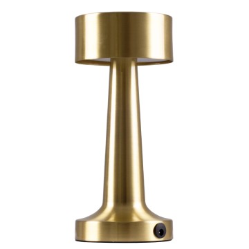 BELLA  Μοντέρνο Επιτραπέζιο Φωτιστικό Πορτατίφ LED 1.5W 105lm 120° DC 5V Επαναφορτιζόμενο με Μπαταρία Li-ion 1800mAh - Διακόπτη Αφής με 3 Εντάσεις Φωτισμού Θερμό Λευκό 2700K Dimmable - Φ9 x 21cm - Χρυσό