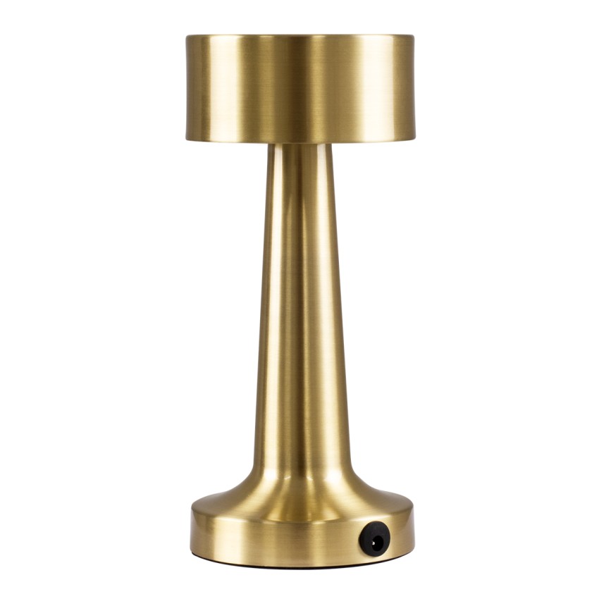 BELLA  Μοντέρνο Επιτραπέζιο Φωτιστικό Πορτατίφ LED 1.5W 105lm 120° DC 5V Επαναφορτιζόμενο με Μπαταρία Li-ion 1800mAh - Διακόπτη Αφής με 3 Εντάσεις Φωτισμού Θερμό Λευκό 2700K Dimmable - Φ9 x 21cm - Χρυσό