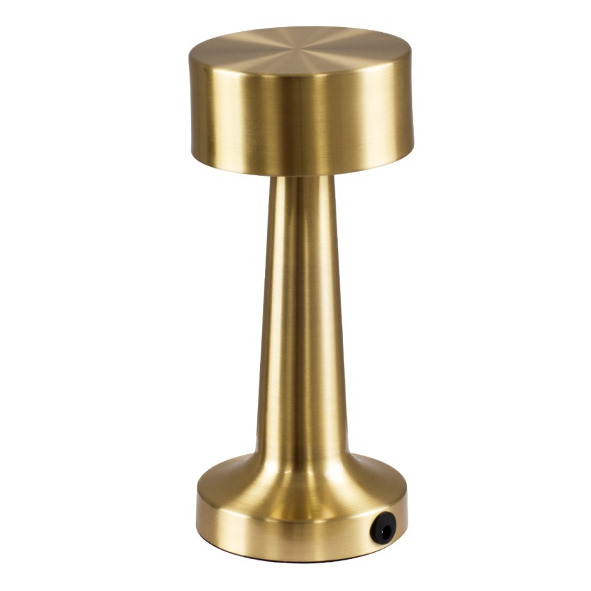 BELLA  Μοντέρνο Επιτραπέζιο Φωτιστικό Πορτατίφ LED 1.5W 105lm 120° DC 5V Επαναφορτιζόμενο με Μπαταρία Li-ion 1800mAh - Διακόπτη Αφής με 3 Εντάσεις Φωτισμού Θερμό Λευκό 2700K Dimmable - Φ9 x 21cm - Χρυσό