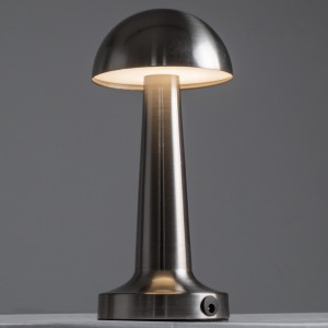 COCO  Μοντέρνο Επιτραπέζιο Φωτιστικό Πορτατίφ LED 1.5W 105lm 120° DC 5V Επαναφορτιζόμενο με Μπαταρία Li-ion 1800mAh - Διακόπτη Αφής με 3 Εντάσεις Φωτισμού Θερμό Λευκό 2700K Dimmable - Φ10 x 22cm - Ασημί