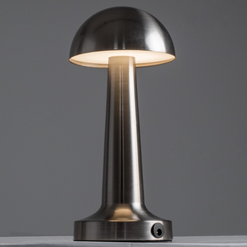 COCO  Μοντέρνο Επιτραπέζιο Φωτιστικό Πορτατίφ LED 1.5W 105lm 120° DC 5V Επαναφορτιζόμενο με Μπαταρία Li-ion 1800mAh - Διακόπτη Αφής με 3 Εντάσεις Φωτισμού Θερμό Λευκό 2700K Dimmable - Φ10 x 22cm - Ασημί