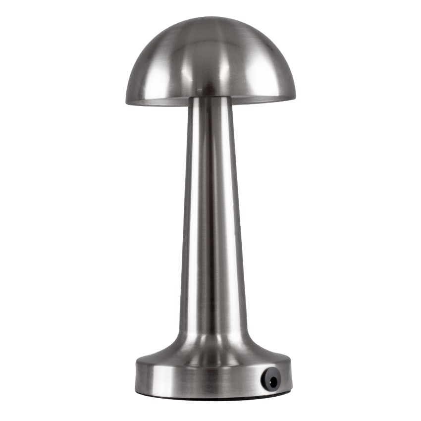 COCO  Μοντέρνο Επιτραπέζιο Φωτιστικό Πορτατίφ LED 1.5W 105lm 120° DC 5V Επαναφορτιζόμενο με Μπαταρία Li-ion 1800mAh - Διακόπτη Αφής με 3 Εντάσεις Φωτισμού Θερμό Λευκό 2700K Dimmable - Φ10 x 22cm - Ασημί