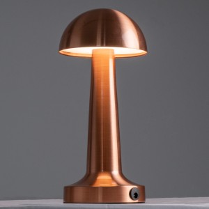 COCO  Μοντέρνο Επιτραπέζιο Φωτιστικό Πορτατίφ LED 1.5W 105lm 120° DC 5V Επαναφορτιζόμενο με Μπαταρία Li-ion 1800mAh - Διακόπτη Αφής με 3 Εντάσεις Φωτισμού Θερμό Λευκό 2700K Dimmable - Φ10 x 22cm - Χάλκινο