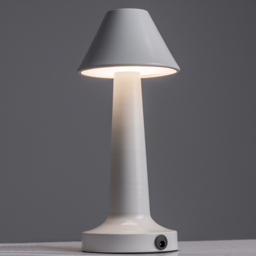 MOLLY  Μοντέρνο Επιτραπέζιο Φωτιστικό Πορτατίφ LED 1.5W 105lm 120° DC 5V Επαναφορτιζόμενο με Μπαταρία Li-ion 1800mAh - Διακόπτη Αφής με 3 Εντάσεις Φωτισμού Θερμό Λευκό 2700K Dimmable - Φ10 x 23cm - Λευκό