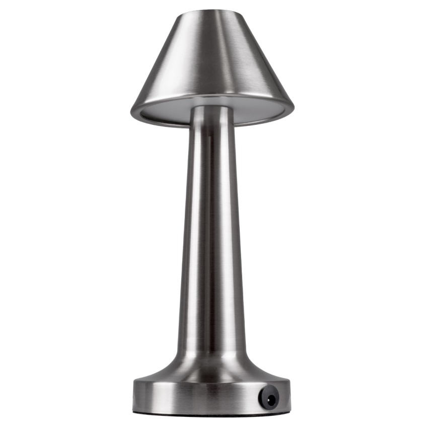 MOLLY  Μοντέρνο Επιτραπέζιο Φωτιστικό Πορτατίφ LED 1.5W 105lm 120° DC 5V Επαναφορτιζόμενο με Μπαταρία Li-ion 1800mAh - Διακόπτη Αφής με 3 Εντάσεις Φωτισμού Θερμό Λευκό 2700K Dimmable - Φ10 x 23cm - Ασημί