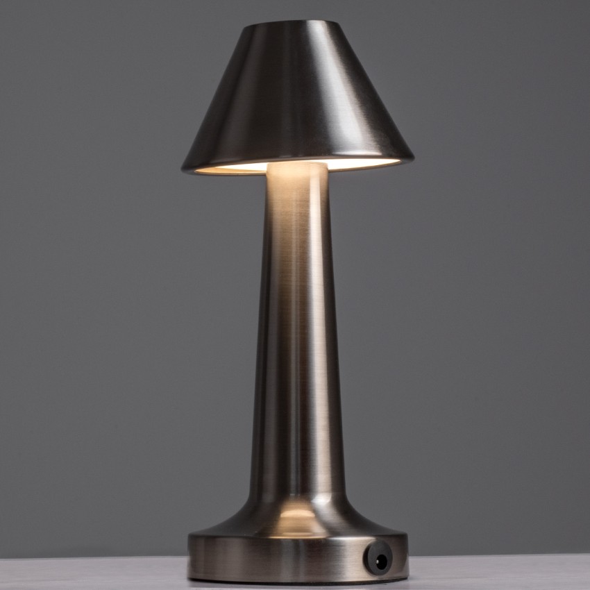 MOLLY  Μοντέρνο Επιτραπέζιο Φωτιστικό Πορτατίφ LED 1.5W 105lm 120° DC 5V Επαναφορτιζόμενο με Μπαταρία Li-ion 1800mAh - Διακόπτη Αφής με 3 Εντάσεις Φωτισμού Θερμό Λευκό 2700K Dimmable - Φ10 x 23cm - Ασημί