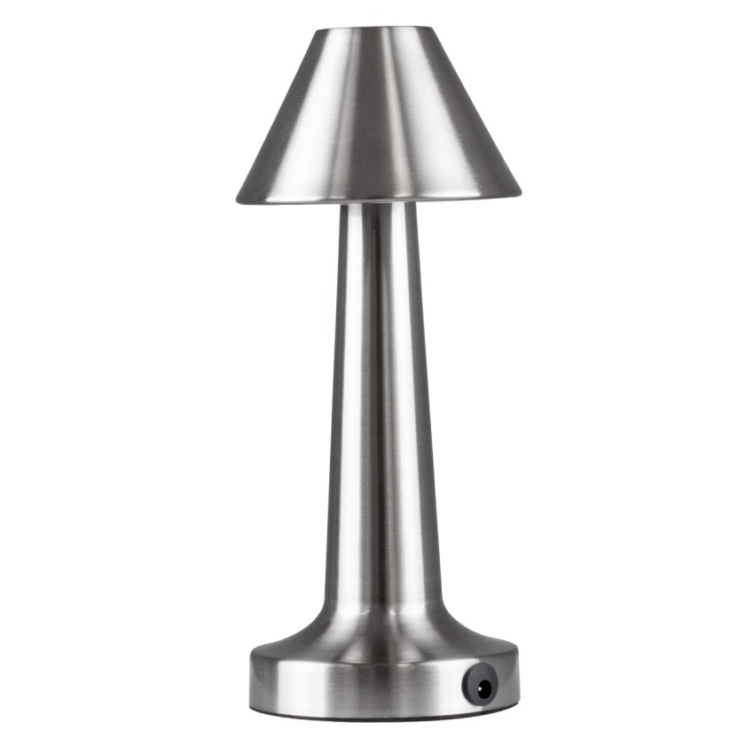 MOLLY  Μοντέρνο Επιτραπέζιο Φωτιστικό Πορτατίφ LED 1.5W 105lm 120° DC 5V Επαναφορτιζόμενο με Μπαταρία Li-ion 1800mAh - Διακόπτη Αφής με 3 Εντάσεις Φωτισμού Θερμό Λευκό 2700K Dimmable - Φ10 x 23cm - Ασημί