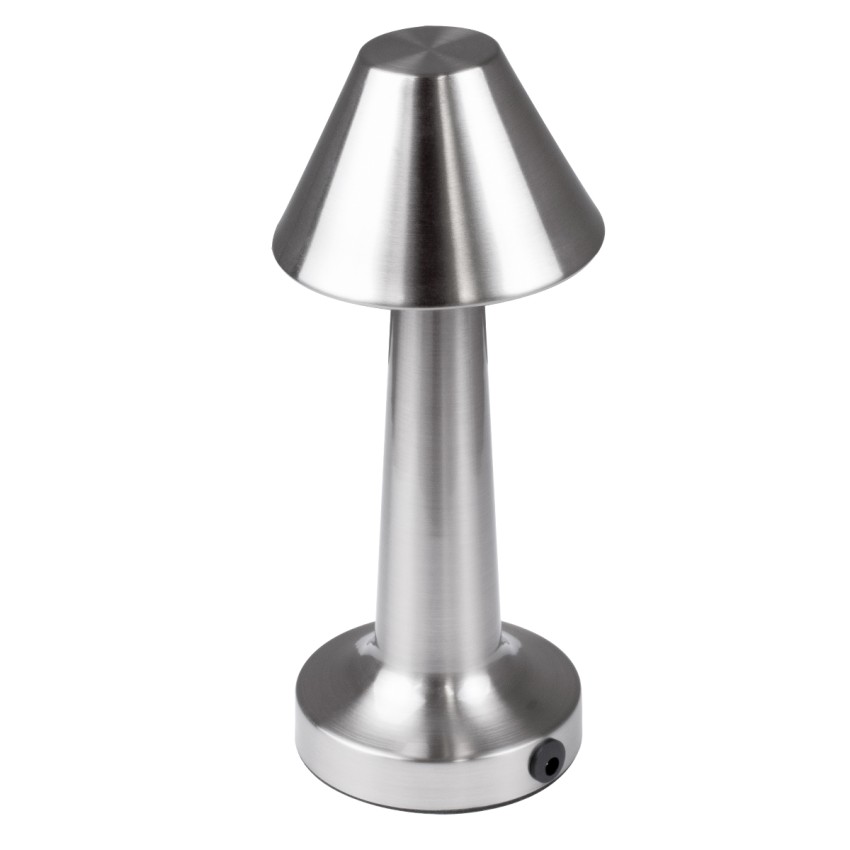 MOLLY  Μοντέρνο Επιτραπέζιο Φωτιστικό Πορτατίφ LED 1.5W 105lm 120° DC 5V Επαναφορτιζόμενο με Μπαταρία Li-ion 1800mAh - Διακόπτη Αφής με 3 Εντάσεις Φωτισμού Θερμό Λευκό 2700K Dimmable - Φ10 x 23cm - Ασημί