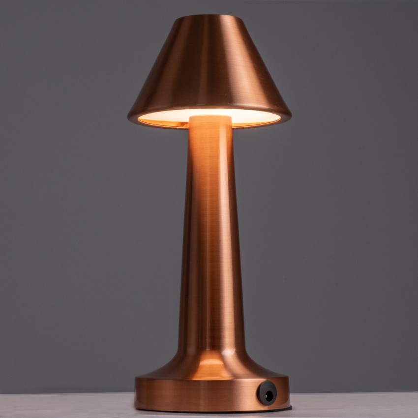 MOLLY  Μοντέρνο Επιτραπέζιο Φωτιστικό Πορτατίφ LED 1.5W 105lm 120° DC 5V Επαναφορτιζόμενο με Μπαταρία Li-ion 1800mAh - Διακόπτη Αφής με 3 Εντάσεις Φωτισμού Θερμό Λευκό 2700K Dimmable - Φ10 x 23cm - Χάλκινο