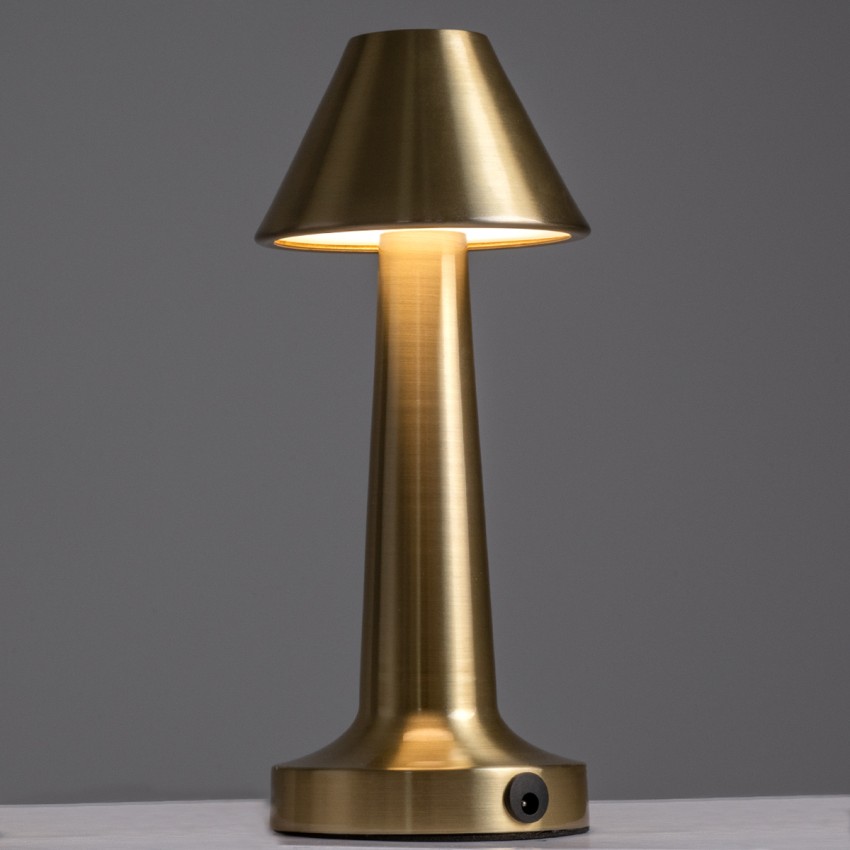 MOLLY  Μοντέρνο Επιτραπέζιο Φωτιστικό Πορτατίφ LED 1.5W 105lm 120° DC 5V Επαναφορτιζόμενο με Μπαταρία Li-ion 1800mAh - Διακόπτη Αφής με 3 Εντάσεις Φωτισμού Θερμό Λευκό 2700K Dimmable - Φ10 x 23cm - Χρυσό