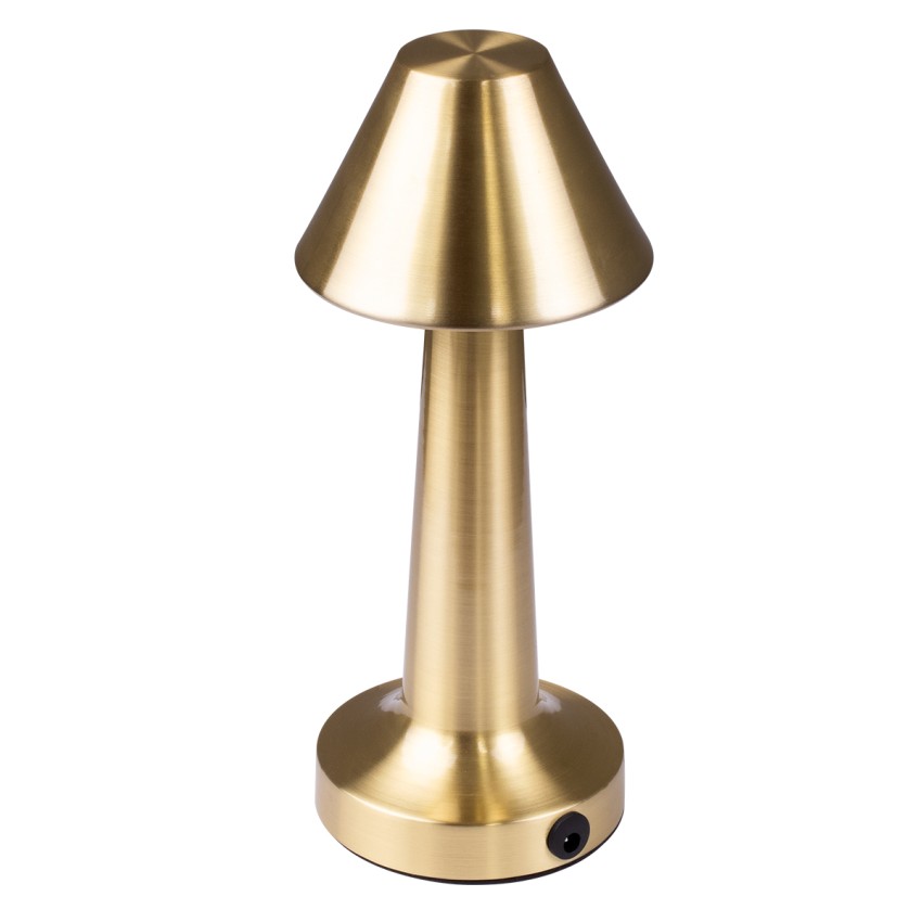 MOLLY  Μοντέρνο Επιτραπέζιο Φωτιστικό Πορτατίφ LED 1.5W 105lm 120° DC 5V Επαναφορτιζόμενο με Μπαταρία Li-ion 1800mAh - Διακόπτη Αφής με 3 Εντάσεις Φωτισμού Θερμό Λευκό 2700K Dimmable - Φ10 x 23cm - Χρυσό