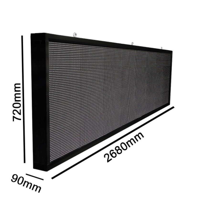 Κυλιόμενη Ψηφιακή Επιγραφή P10 LED SMD AC 220-240V με Wi-Fi - Αδιάβροχή IP54 - Μονής Όψης - Μ264 x Π9 x Υ72cm RGBW