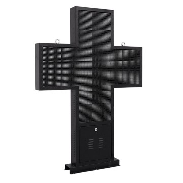 Κυλιόμενη Ψηφιακή Επιγραφή Σταυρός Φαρμακείου P10 LED SMD AC 220-240V με Wi-Fi - Αδιάβροχή IP54 - Μονής Όψης - Μ100 x Π12 x Υ100cm RGBW