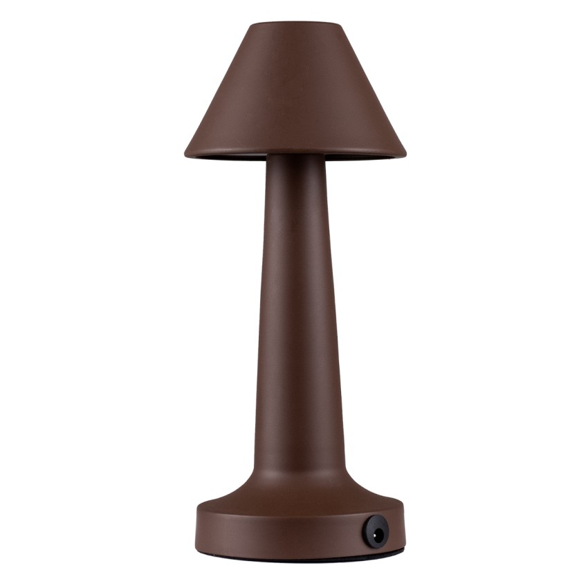 MOLLY  Μοντέρνο Επιτραπέζιο Φωτιστικό Πορτατίφ LED 1.5W 105lm 120° DC 5V Επαναφορτιζόμενο με Μπαταρία Li-ion 1800mAh - Διακόπτη Αφής με 3 Εντάσεις Φωτισμού Θερμό Λευκό 2700K Dimmable - Φ10 x 23cm - Σκούρο Καφέ