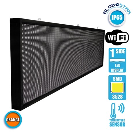 Κυλιόμενη Ψηφιακή Επιγραφή P10 LED SMD AC 220-240V με Wi-Fi - Αδιάβροχή IP54 - Μονής Όψης - Μ264 x Π9 x Υ72cm Πορτοκαλί