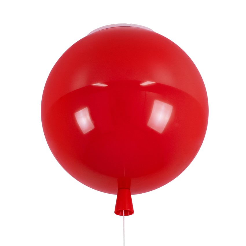 BALLOON  Παιδικό Φωτιστικό Οροφής Μπάλα Μονόφωτο 1 x E27 IP20 Κόκκινο Πλαστικό με Ασημί Μέταλλο - Μ30 x Π30 x Υ33cm