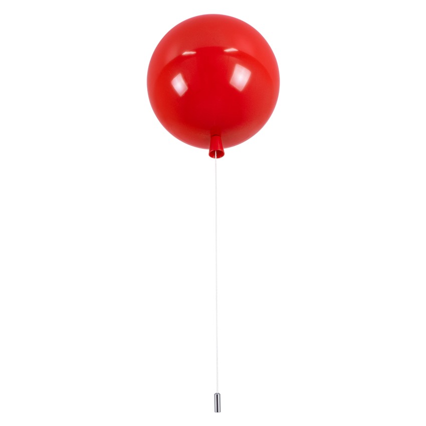 BALLOON  Παιδικό Φωτιστικό Οροφής Μπάλα Μονόφωτο 1 x E27 IP20 Κόκκινο Πλαστικό με Ασημί Μέταλλο - Μ30 x Π30 x Υ33cm