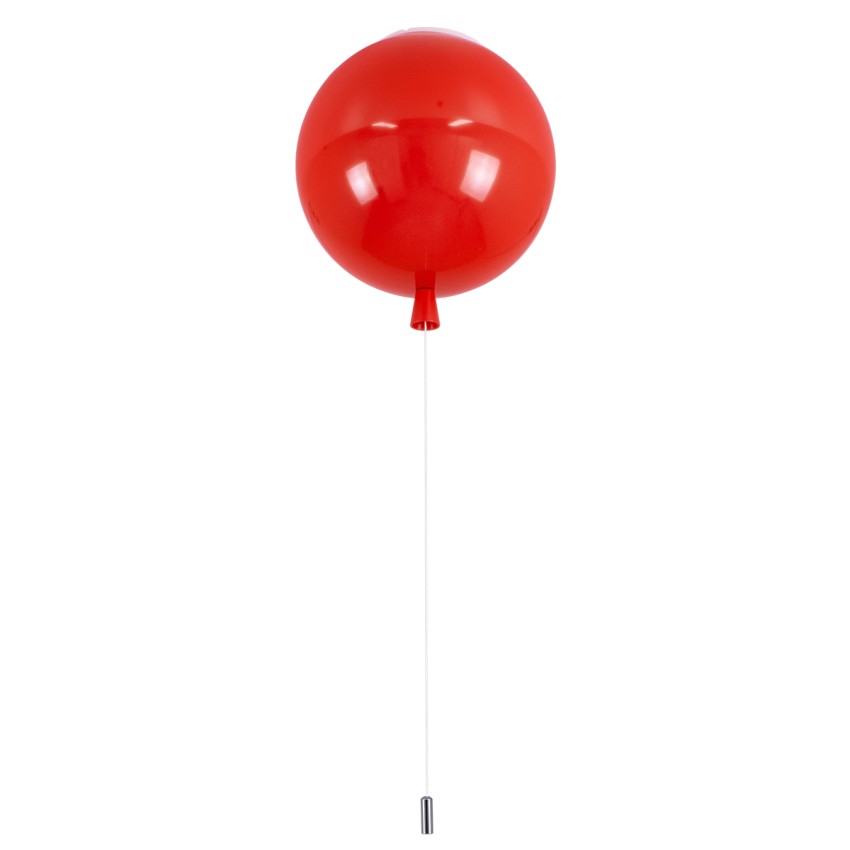 BALLOON  Παιδικό Φωτιστικό Οροφής Μπάλα Μονόφωτο 1 x E27 IP20 Κόκκινο Πλαστικό με Ασημί Μέταλλο - Μ30 x Π30 x Υ33cm