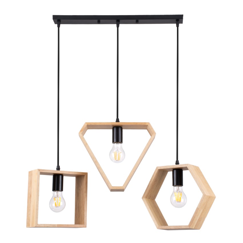 GLOBOSTAR® ELISE  Μοντέρνο Κρεμαστό Φωτιστικό Οροφής με Ντουί 3 x E27 AC 220-240V IP20 - Μπεζ & Μαύρο - Μ76 x Π8 x Υ25cm