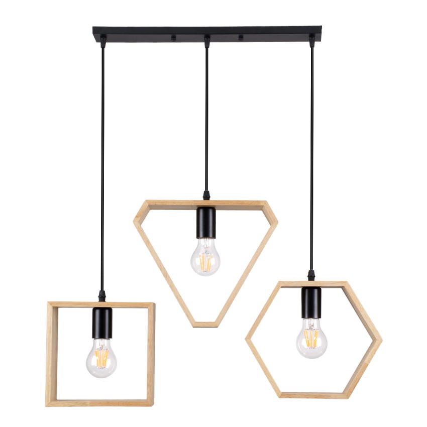 GLOBOSTAR® ELISE  Μοντέρνο Κρεμαστό Φωτιστικό Οροφής με Ντουί 3 x E27 AC 220-240V IP20 - Μπεζ & Μαύρο - Μ76 x Π8 x Υ25cm