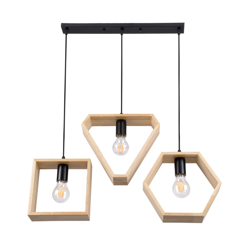 GLOBOSTAR® ELISE  Μοντέρνο Κρεμαστό Φωτιστικό Οροφής με Ντουί 3 x E27 AC 220-240V IP20 - Μπεζ & Μαύρο - Μ76 x Π8 x Υ25cm